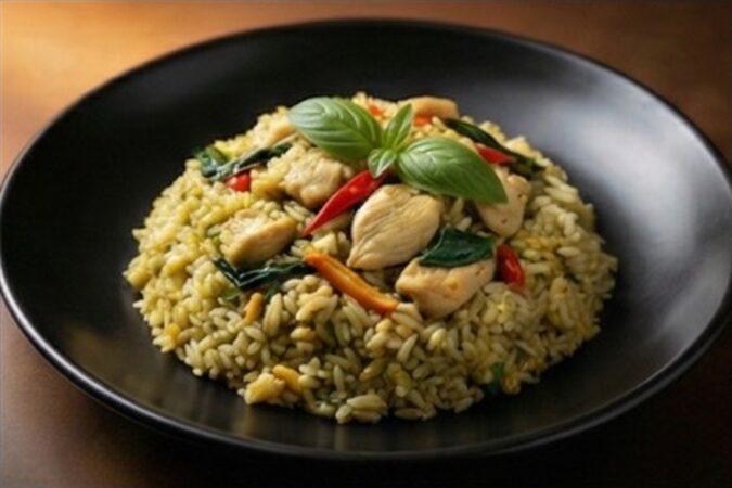 鶏肉のグリーンカレー炒飯 Green Curry Chicken Fried Rice
