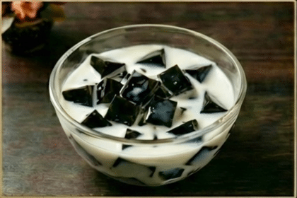 เฉาก๊วยนมสด センチャオミルク 仙草ゼリー入りミルク Grass Jelly with Milk